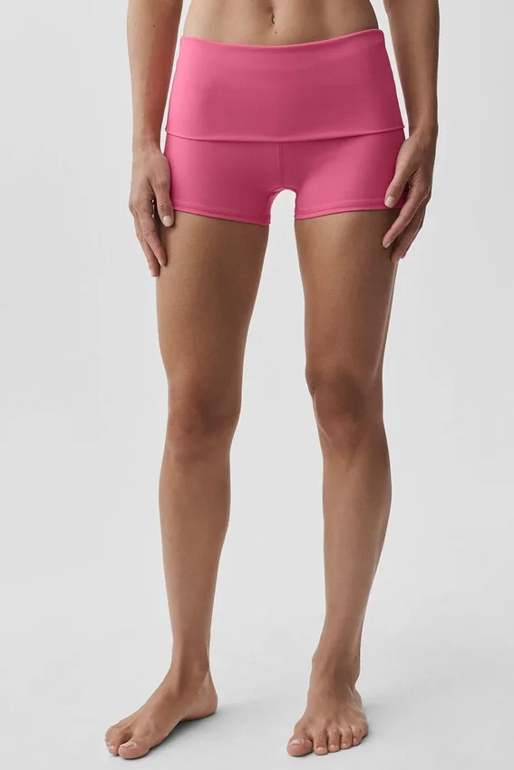 Pantalón corto de talle bajo con cinturilla doblada Alo Softsculpt de 3" — Rosa Paraíso