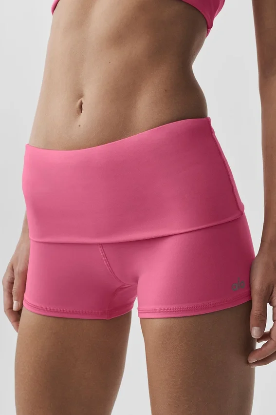 Pantalón corto de talle bajo con cinturilla doblada Alo Softsculpt de 3" — Rosa Paraíso