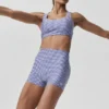 Pantalón corto elegante High-Waist Airlift de 3" con estampado de cuadros vichy - Azul marino