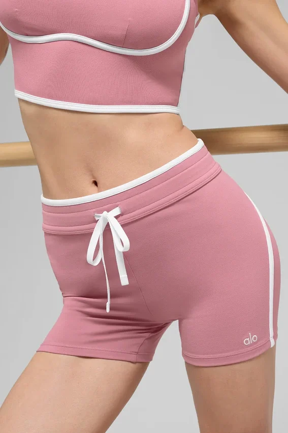 Pantalón corto High-Waist Airbrush Race Pace de 4" - Rosa silvestre/Blanco