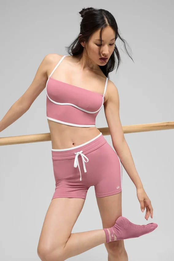 Pantalón corto High-Waist Airbrush Race Pace de 4" - Rosa silvestre/Blanco