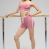 Pantalón corto High-Waist Airbrush Race Pace de 4" - Rosa silvestre/Blanco