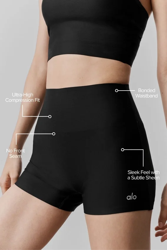 Pantalón corto «High-Waist Airlift» de corte elegante de 3" — Negro