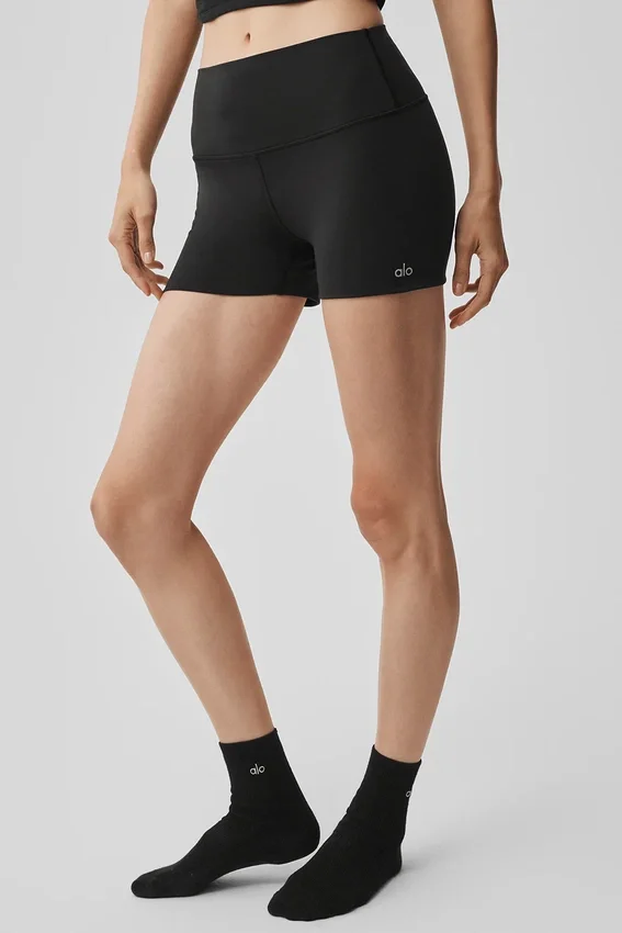 Pantalón corto High-Waist Alosoft de 3" - Negro