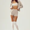 Pantalón corto High-Waist de cachemira «Embrace» - Gris avena jaspeado
