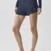 Pantalón corto High-Waist estilo jersé «Sunlit» - Azul marino
