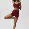 Pantalón corto High-Waist sin costuras de modal acanalado de 4" — Rojo «Summer Romance»