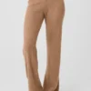 Pantalón de cachemira High-Waist con tejido de panal mullido - Almendra tostada