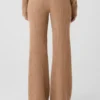 Pantalón de cachemira High-Waist con tejido de panal mullido - Almendra tostada