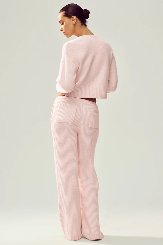 Pantalón de cachemira High-Waist Northstar de corte recto - Rosa escarchado