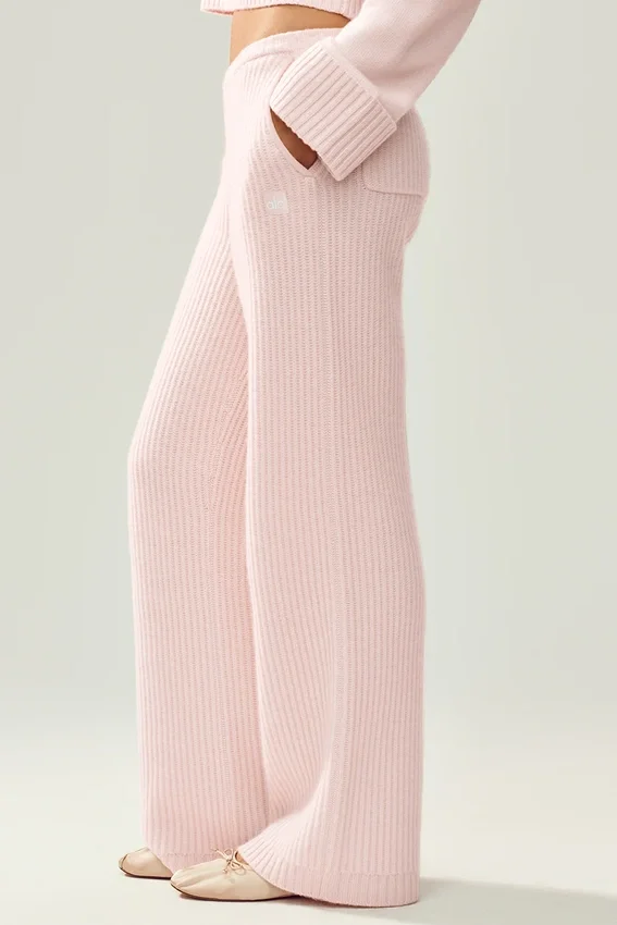 Pantalón de cachemira High-Waist Northstar de corte recto - Rosa escarchado