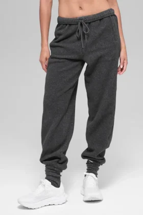 Pantalón de chándal de polar High-Waist «Retreat» - Gris jaspeado oscuro
