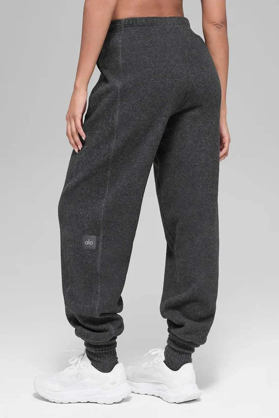Pantalón de chándal de polar High-Waist «Retreat» - Gris jaspeado oscuro