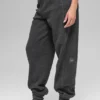 Pantalón de chándal de polar High-Waist «Retreat» - Gris jaspeado oscuro