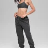 Pantalón de chándal de polar High-Waist «Retreat» - Gris jaspeado oscuro