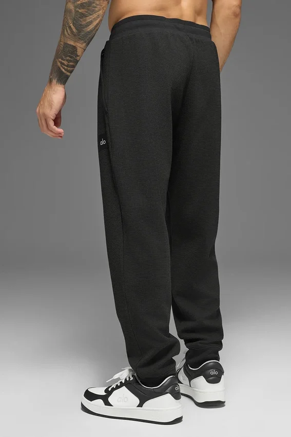 Pantalón de chándal de punto de panal para estar por casa - Negro