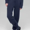 Pantalón de chándal High-Waist «New Class» de lana y cachemira – Azul marino