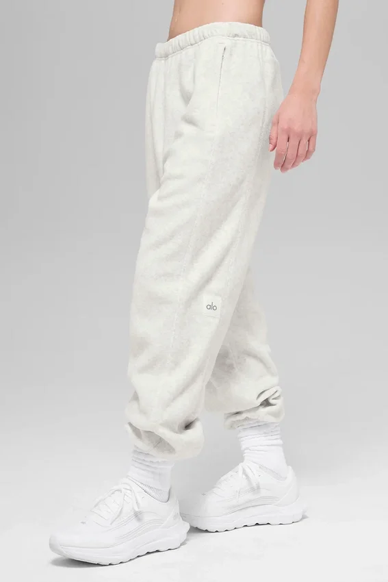 Pantalón de chándal «Retreat» de felpa polar High-Waist - Gris jaspeado blanco