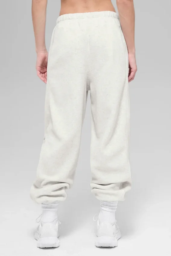 Pantalón de chándal «Retreat» de felpa polar High-Waist - Gris jaspeado blanco