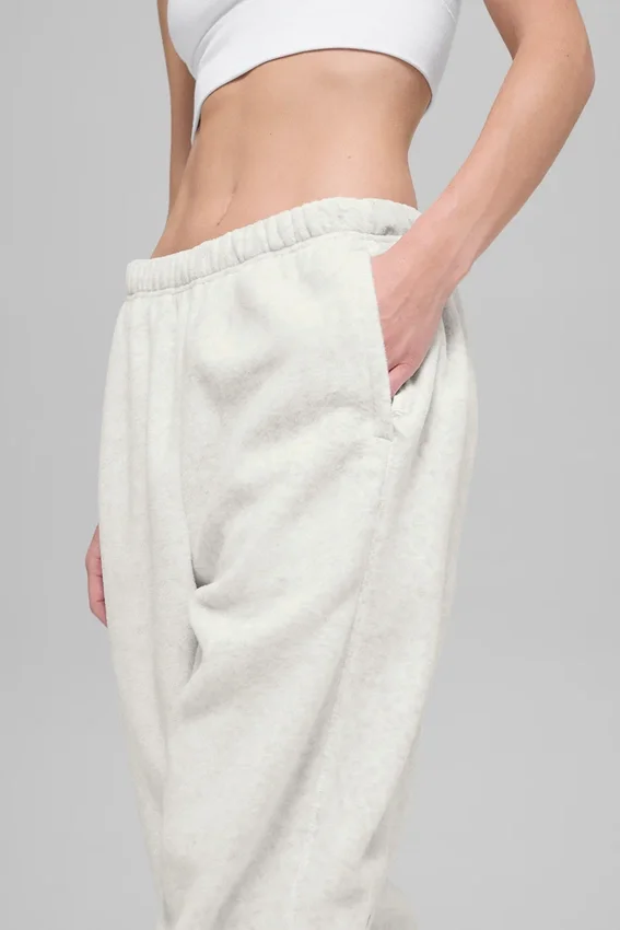 Pantalón de chándal «Retreat» de felpa polar High-Waist - Gris jaspeado blanco