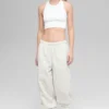 Pantalón de chándal «Retreat» de felpa polar High-Waist - Gris jaspeado blanco