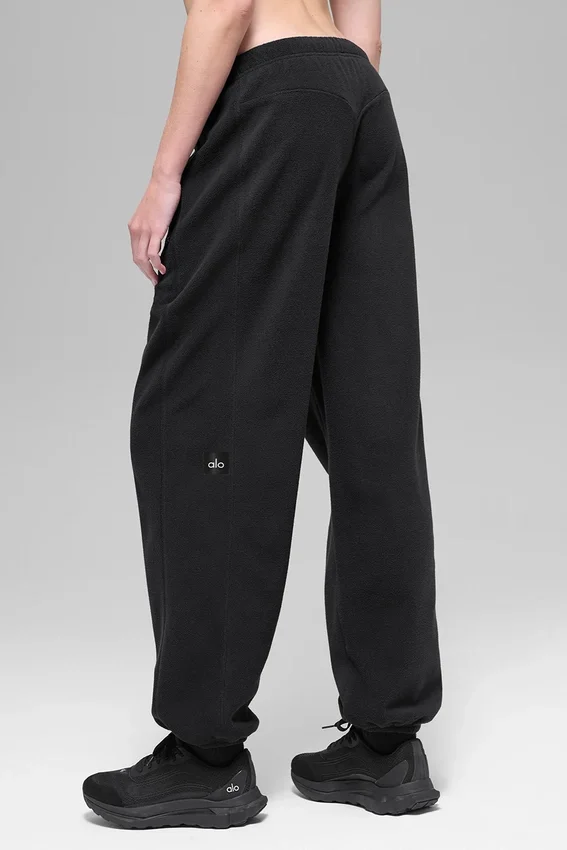 Pantalón de chándal «Retreat» de forro polar High-Waist — Negro