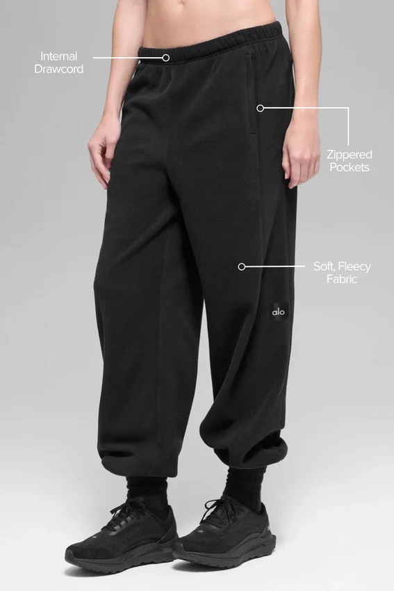 Pantalón de chándal «Retreat» de forro polar High-Waist — Negro