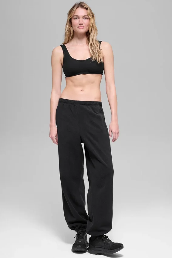 Pantalón de chándal «Retreat» de forro polar High-Waist — Negro