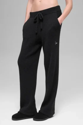 Pantalón de pierna ancha High-Waist Snuggle Up Sweater - Negro