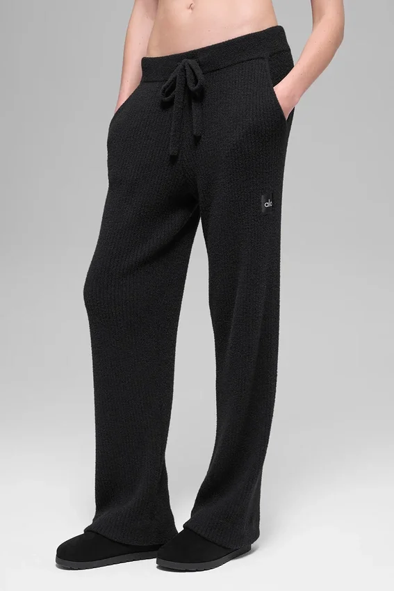 Pantalón de pierna ancha High-Waist Snuggle Up Sweater - Negro
