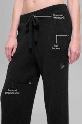 Pantalón de pierna ancha High-Waist Snuggle Up Sweater – Negro