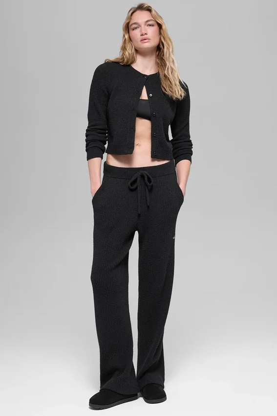 Pantalón de pierna ancha High-Waist Snuggle Up Sweater - Negro
