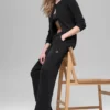 Pantalón de pierna ancha High-Waist Snuggle Up Sweater - Negro