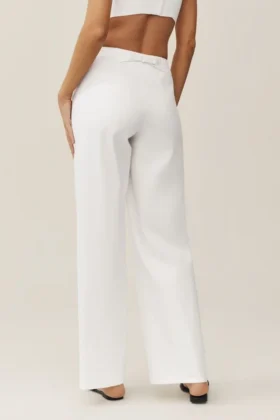 Pantalón de pierna ancha Riviera de mezcla de lino – Blanco