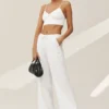 Pantalón de pierna ancha Riviera de mezcla de lino - Blanco