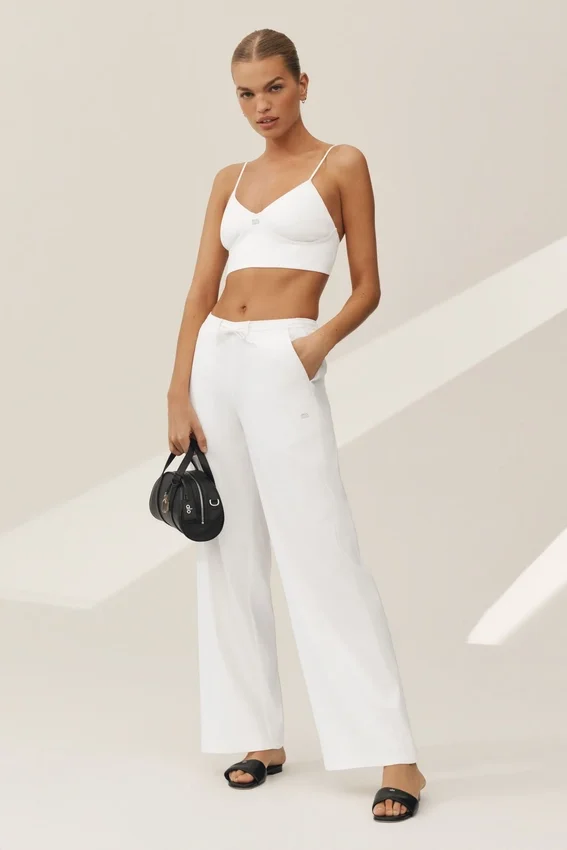 Pantalón de pierna ancha Riviera de mezcla de lino - Blanco