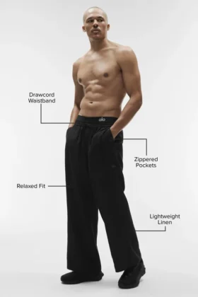 Pantalón de pierna recta Linen Days – Negro