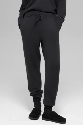 Pantalón jogger de lana y cachemira High-Waist New Class — Negro
