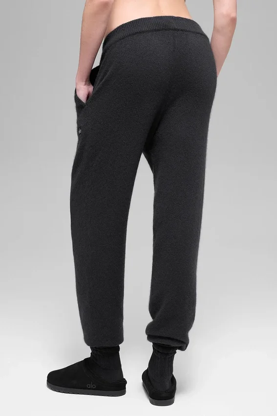Pantalón jogger de lana y cachemira High-Waist New Class — Negro