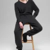 Pantalón jogger de lana y cachemira High-Waist New Class — Negro