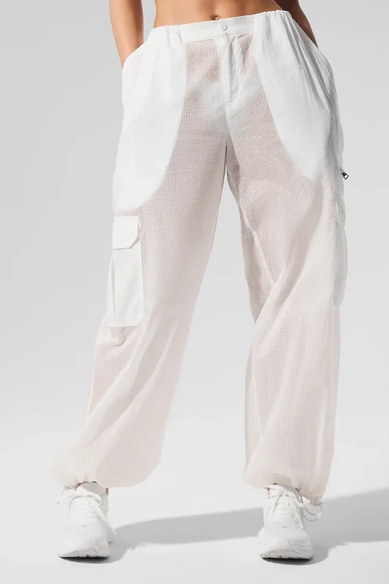 Pantalón jogger de pierna ancha Sheer Game Time - Blanco