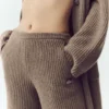 Pantalón recto de cachemira High-Waist Northstar — Alpine Cocoa Heather