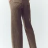 Pantalón recto de cachemira High-Waist Northstar — Alpine Cocoa Heather