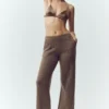 Pantalón recto de cachemira High-Waist Northstar — Alpine Cocoa Heather