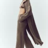 Pantalón recto de cachemira High-Waist Northstar — Alpine Cocoa Heather