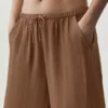 Pantalón recto High-Waist «Golden Hour» semitransparente — Marrón «Sun Kissed»