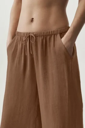 Pantalón recto High-Waist «Golden Hour» semitransparente — Marrón «Sun Kissed»