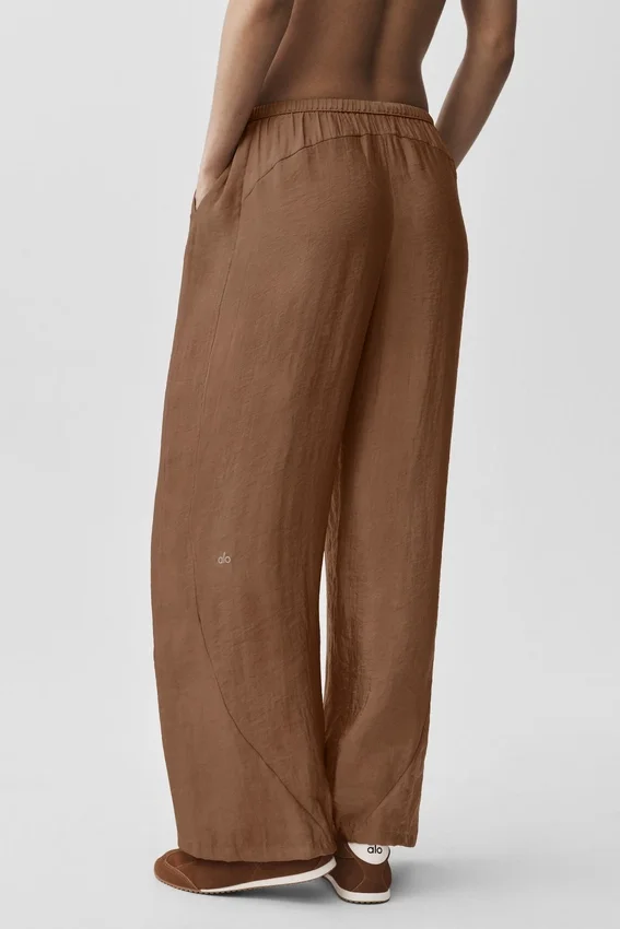 Pantalón recto High-Waist «Golden Hour» semitransparente — Marrón «Sun Kissed»