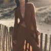 Pantalón recto High-Waist «Golden Hour» semitransparente — Marrón «Sun Kissed»