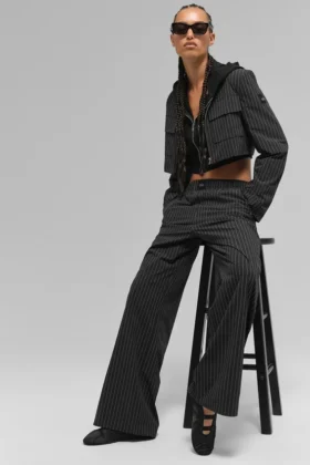 Pantalones a rayas finas Daylight (largo) - Negro/Titanio